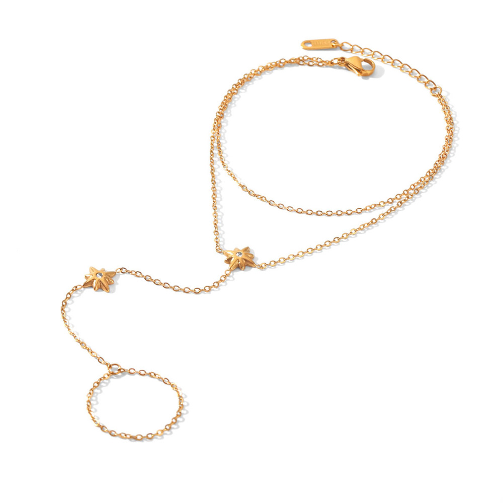 Chaîne De Poignet Pour Femme Simple Series Daily Patchwork En Acier Inoxydable Imperméable Couleur Or Et Zircon. h5Image6