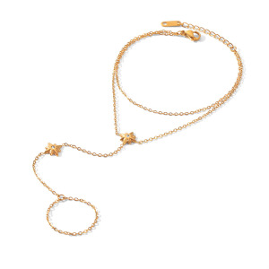 Chaîne De Poignet Pour Femme Simple Series Daily Patchwork En Acier Inoxydable Imperméable Couleur Or Et Zircon. h5 Image6