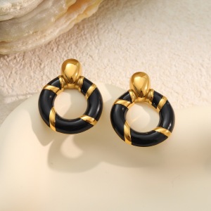 Boucles D'Oreilles Pendantes Pour Femmes, Style Simple Et Élégant, En Acier Inoxydable, Couleur Or, Forme Irrégulière. h5 Image3