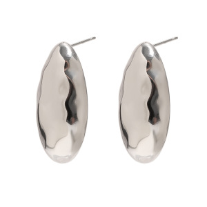 Boucles D'Oreilles Puces Pour Femmes, En Acier Inoxydable Imperméable, Couleur Or, Forme Elliptique Simple h5 Image3