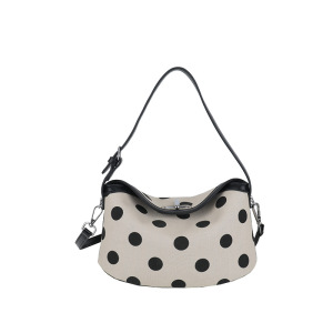 Sac Bandoulière Femme En Tissu À Pois Style Décontracté h5 