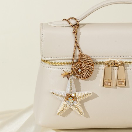 Collection Simple, perles naturelles unies style océanique, coquillage, étoile de mer, strass, breloques pour sac 2