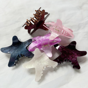 Griffes À Cheveux Acryliques Simple Series Natural Solid Color Oceanic Style Starfish Color Gradient Color Acrylic Hair Griffes h5 Image4