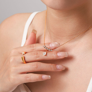 Colliers Pendentifs Pour Femmes Simple Series Daily Droplet En Acier Inoxydable Étanche Couleur Or Avec Zircon h5 Image4