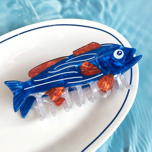 Pinces À Cheveux Unisexes En Acétate De Poisson, Couleur Unie Naturelle, Série Simple h5 