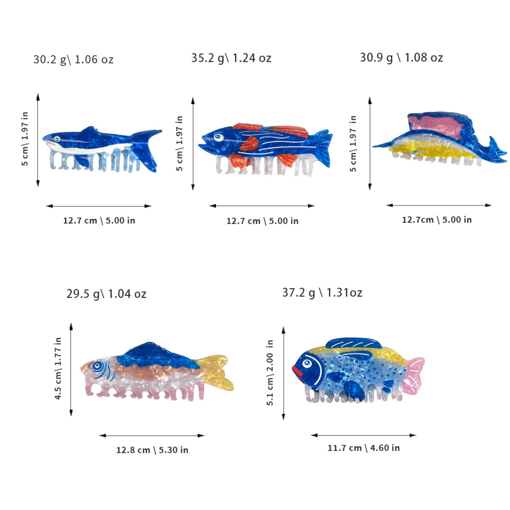 Pinces À Cheveux Unisexes En Acétate De Poisson, Couleur Unie Naturelle, Série Simple Image4
