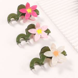 Pinces À Cheveux Pour Enfants En Pvc, Forme Irrégulière, Couleur Assortie, Motif Fleur Douce, Série Simple h5 Image2