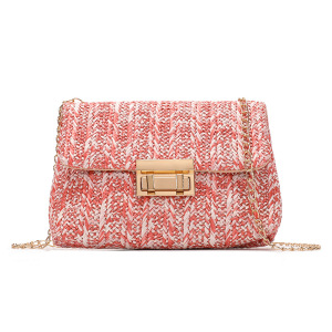 Sac Carré Femme En Pu Tissé À Rayures Multicolores Style Décontracté h5 