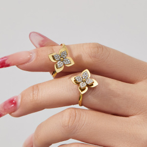 Ensembles De Bijoux Pour Femmes En Acier Inoxydable Doré, Couleur Zircon, Collection Romantique Sweet Flower h5 Image2