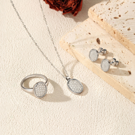Ensemble de bijoux pour femmes en argent sterling 925 plaqué rhodium, forme irrégulière et ajourée, de la série Punk Luxueuse 2