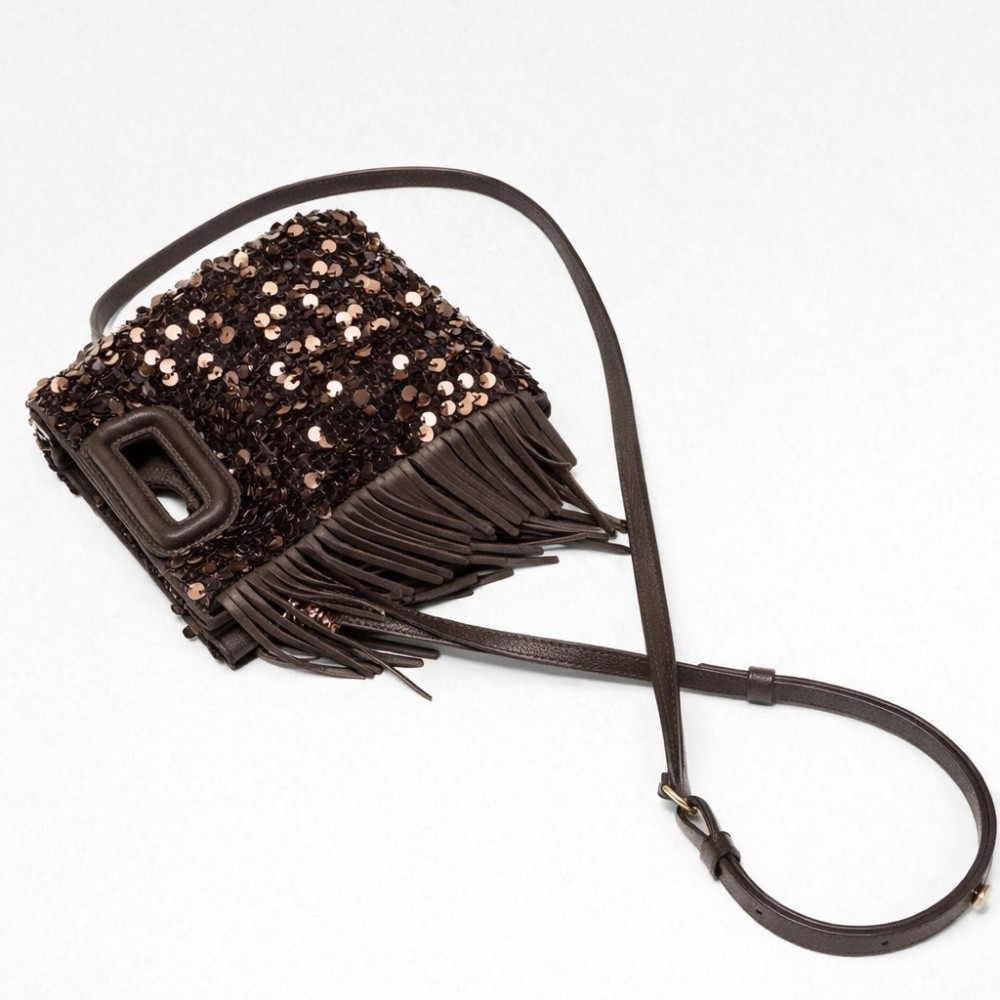 Sac Carré Pour Femme En Pu De Qualité Supérieure, Style Soirée, À Pampilles Et Sequins, Couleur Unie. h5Image5