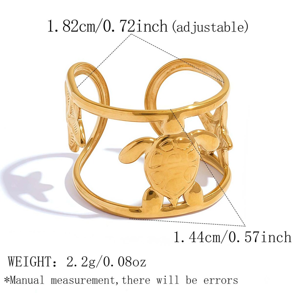 Bagues Pour Femmes Simple Series Daily Turtle En Acier Inoxydable Étanche Couleur Or
