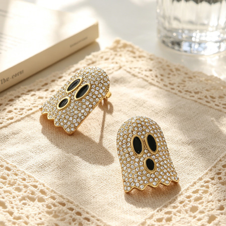 Boucles d'oreilles puces pour femmes, forme irrégulière, en acier inoxydable, couleur or, étanches, avec strass, collection Simple Series Daily