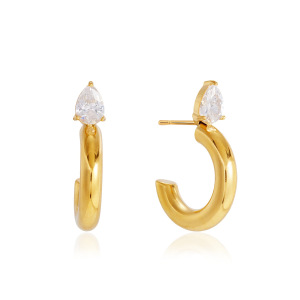Boucles D'Oreilles Puces Pour Femmes, Collection Simple, Forme Irrégulière Décontractée, Acier Inoxydable, Couleur Or, Zircon, Étanches. h5 Image5