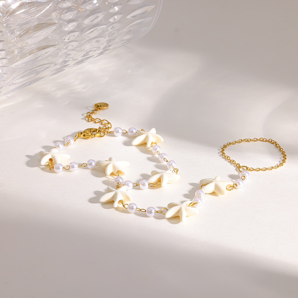Chaîne De Poignet Pour Femme Daily Starfish En Acier Inoxydable, Étanche, Couleur Or Et Zircon, Collection Luxueuse Image3