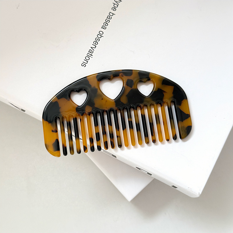 Peignes Portables En Acétate À Motif Marbré Dégradé En Forme De Cœur 