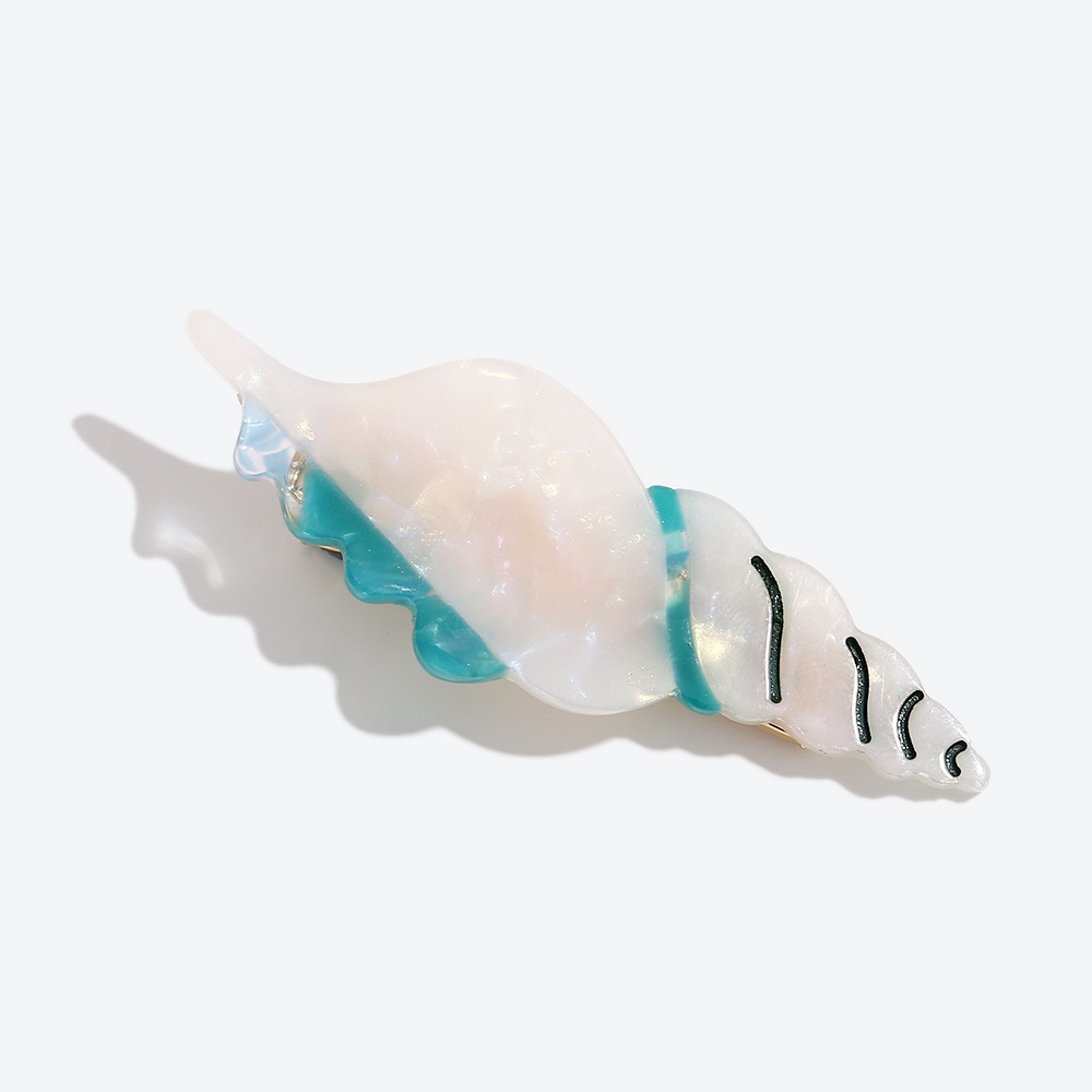 Pinces À Cheveux En Acétate, Motif Coquillage Et Étoile De Mer, Style Océanique, Collection Simple