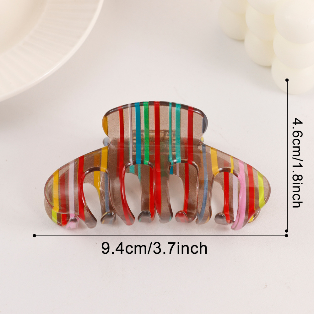 Pinces À Cheveux En Pvc À Rayures Décontractées Et Lignes De Couleurs Mélangées, Série Simple