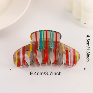 Pinces À Cheveux En Pvc À Rayures Décontractées Et Lignes De Couleurs Mélangées, Série Simple h5