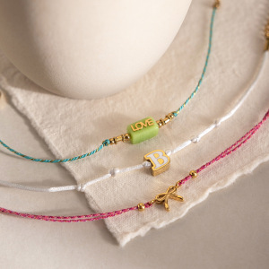 Bracelet Tressé Pour Femme, Collection Romantique, En Acier Inoxydable, Imperméable, Couleur Or, Avec Inscription Mignonne. h5 Image3