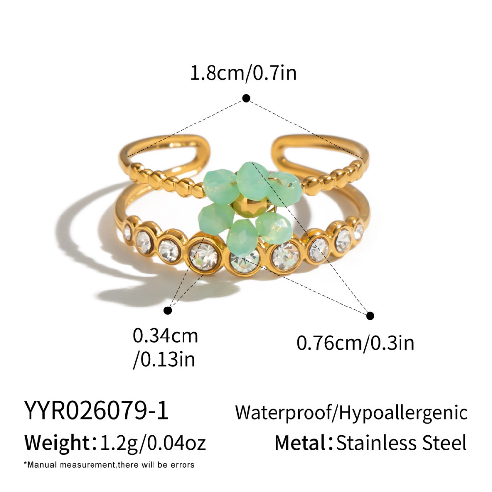 Bagues En Acier Inoxydable Étanches Sweet Flower Avec Zircon Doré 