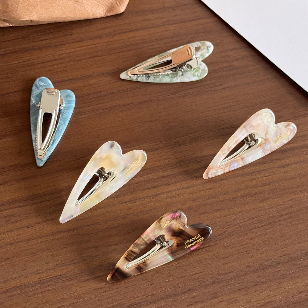 Pinces À Cheveux En Plastique De Couleur Unie Dégradée, Style Romantique, Motif Cœur Simple h5Image3