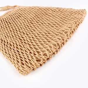 Sac Carré Pour Femme En Coton Tissé Uni, Style Décontracté, Ajouré h5 Image5