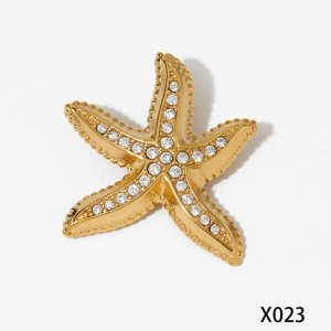 Broches En Acier Inoxydable Couleur Or, Motif Étoile De Mer, Style Océanique h5 