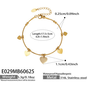 Bracelet À Breloques Pour Femme, Élégant, En Acier Inoxydable, Couleur Or, Orné D'Une Fleur Et D'Un Cœur. Collection Luxueuse. h5 