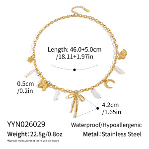 Colliers Pendentifs Pour Femmes Avec Pendentif Papillon En Acier Inoxydable Étanche Couleur Or Et Perle h5 