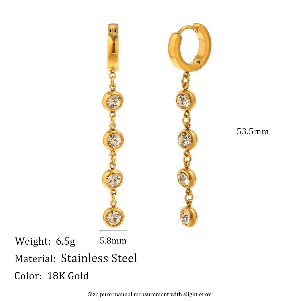 Boucles D'Oreilles Pendantes Pour Femme, Collection Luxuious Series Simple Patchwork, En Acier Inoxydable Étanche, Couleur Or. 