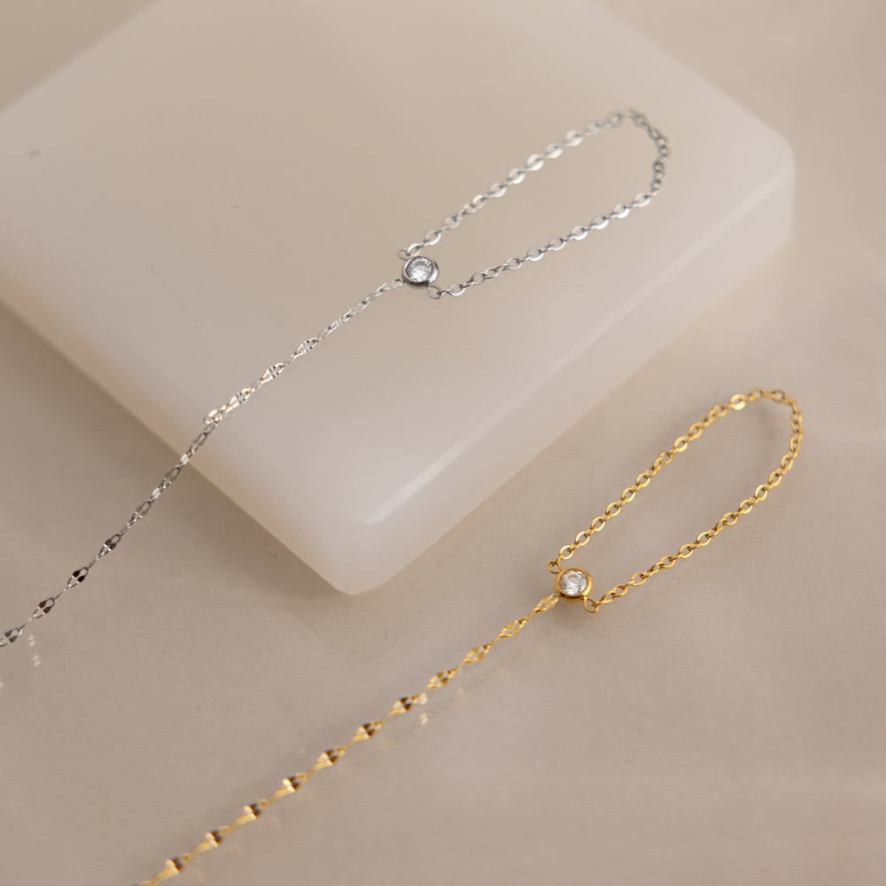 Chaîne Simple En Acier Inoxydable Étanche Avec Zircon Pour Femme h5Image4