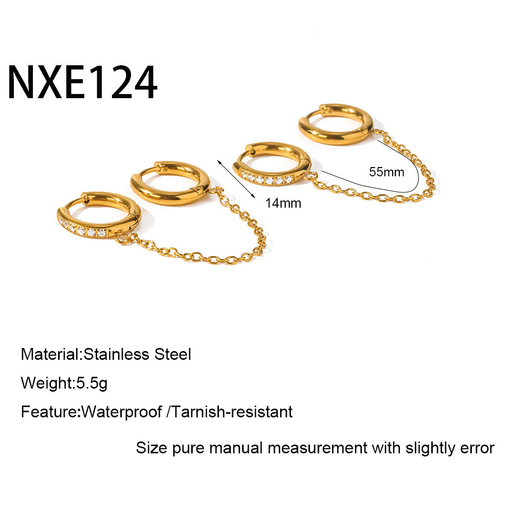 Boucles D'Oreilles Pendantes Pour Femme, Style Géométrique Simple, En Acier Inoxydable Étanche, Couleur Or, Avec Zircon. 