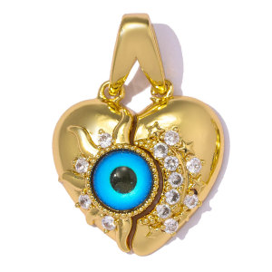 Pendentifs Pour Femmes En Zircon Couleur Cuivre Doré, Forme Cœur, Soleil Et Lune, Collection Classique À Faire Soi-Même h5 Image3