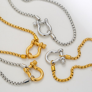Colliers À Maillons Décontractés Et Élégants, En Acier Inoxydable, Couleur Or, Style Décontracté, Avec Chaîne De Forme Irrégulière. h5 Image2