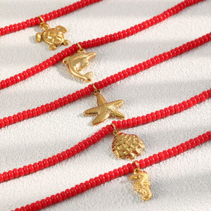Colliers De Perles Pour Femmes, Collection Romantique, Style Océanique, Coquillages, Résine Couleur Or h5 Image3
