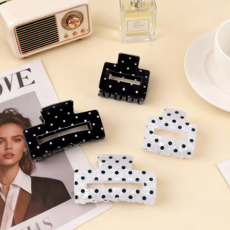 Pinces à cheveux décontractées à pois en PVC de la série Simple