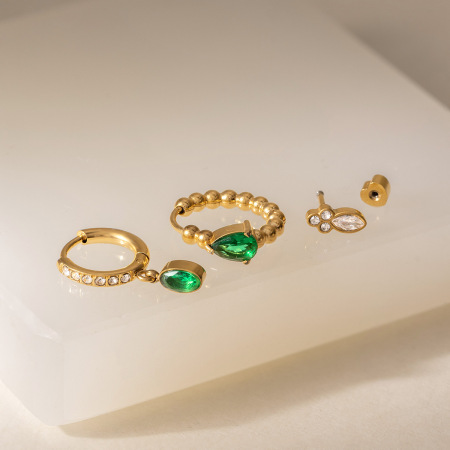 Boucles d'oreilles pour femmes, collection Simple Series, élégantes, en acier inoxydable, imperméables, avec perles en forme de goutte et zircon. 2