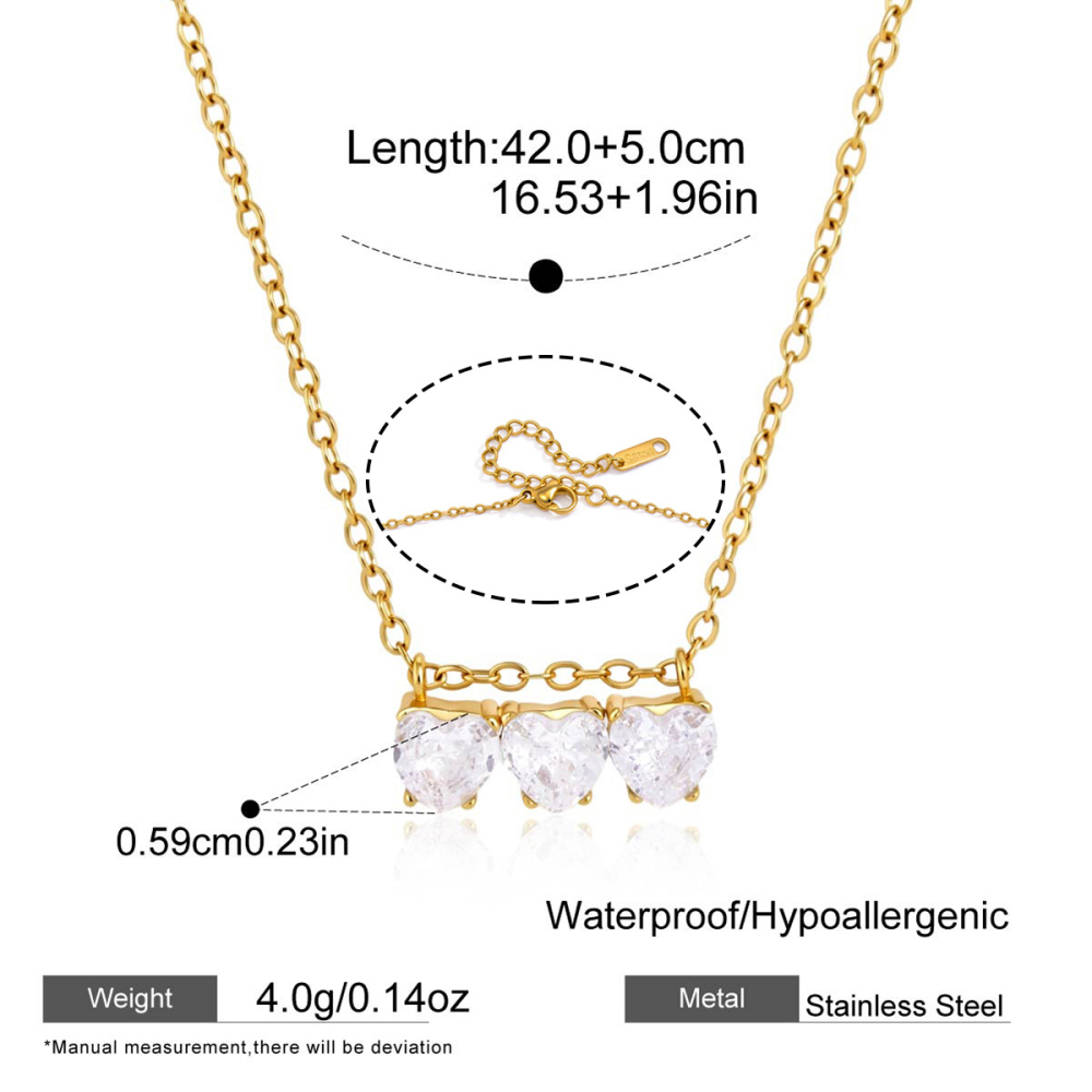 Colliers Pendentifs Pour Femmes, Collection Luxueuse, Motif Cœur Simple En Patchwork, Acier Inoxydable, Couleur Or, Zircon, Étanches 