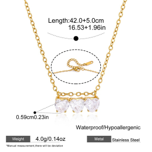 Colliers Pendentifs Pour Femmes, Collection Luxueuse, Motif Cœur Simple En Patchwork, Acier Inoxydable, Couleur Or, Zircon, Étanches h5 