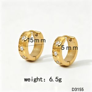 Boucles D'Oreilles Créoles Pour Femmes, En Acier Inoxydable Doré, Étanches, Ornées De Strass, De La Série Simple Star h5 