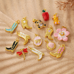 Pendentifs Pour Femmes En Strass Couleur Cuivre Et Or, Forme Irrégulière, Inspirés Des Bottes D'Animaux Et Des Fleurs, À Faire Soi-Même h5 Image2