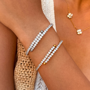 Bracelets De Luxe Élégants En Acier Inoxydable Imperméable Couleur Or Et Zircon, De Forme Irrégulière h5 Image5