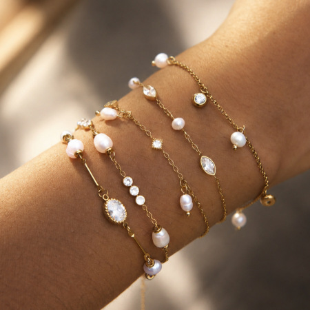 Bracelet chaîne pour femme, série luxueuse, forme simple et irrégulière, en acier inoxydable, couleur or, zircon, étanche.