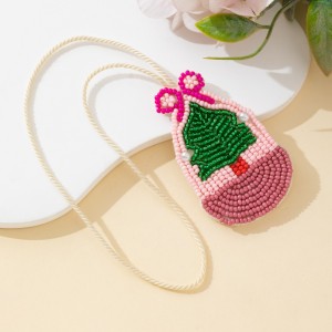 Porte-Clés En Tissu Tissé À Motifs Végétaux Multicolores, Collection Luxueuse Et Décontractée De Noël h5 Image3