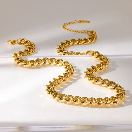 Collier unisexe Simple Series Daily Chain en acier inoxydable étanche couleur or 2