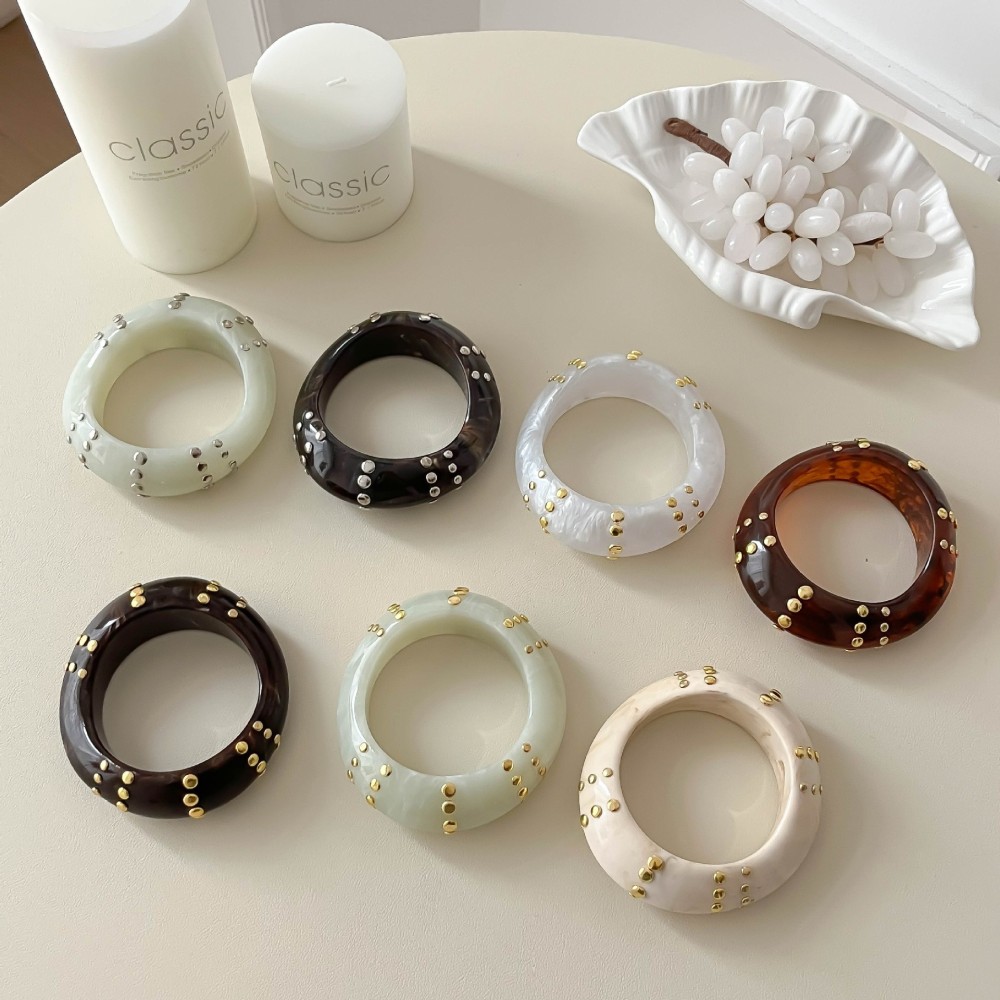 Bracelets Pour Femmes En Résine À Dégradé De Couleurs, Forme Irrégulière, Style Punk, Collection Simple Image3