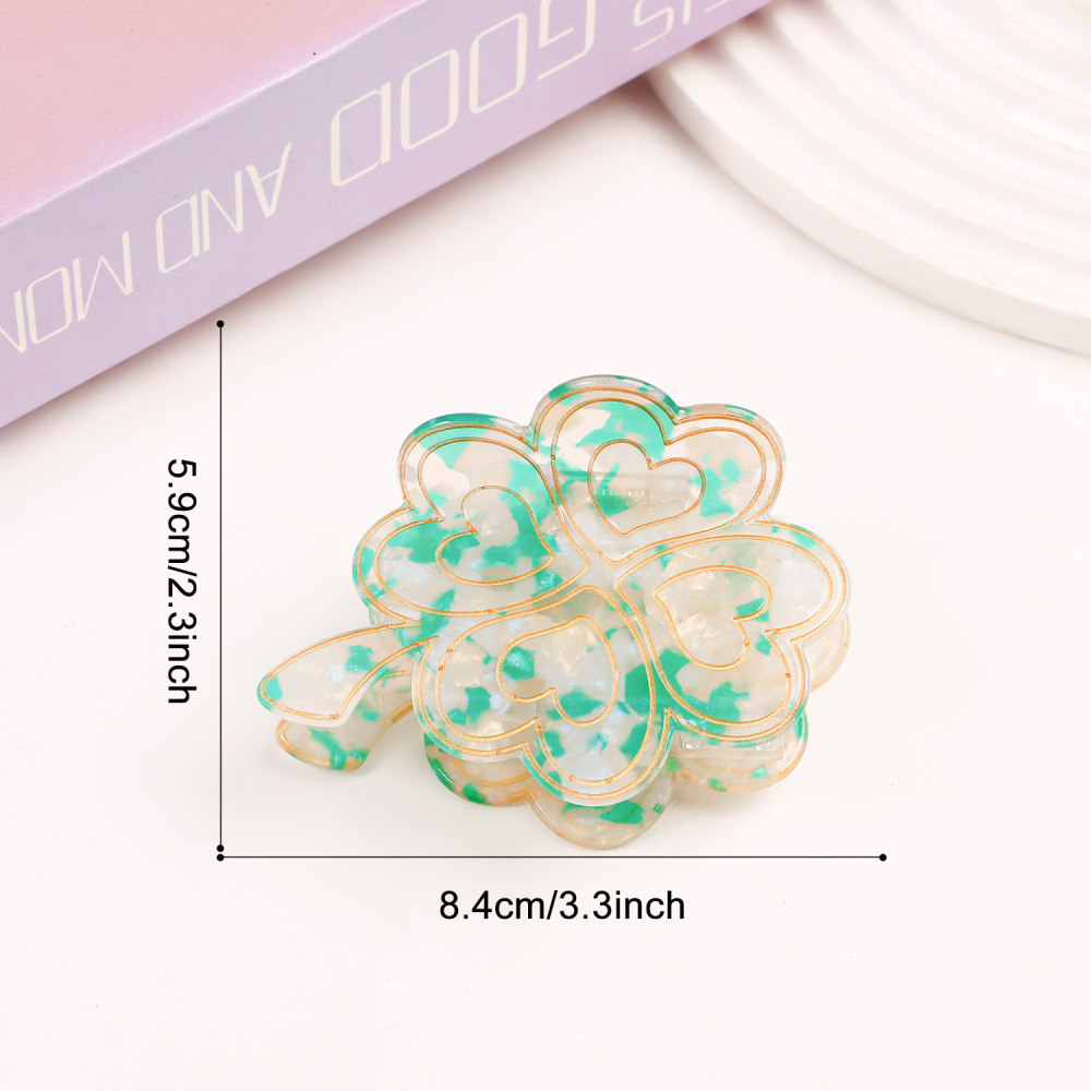 Pinces À Cheveux En Pvc, Coloris Naturel Uni, Dégradé Trèfle, Série Simple