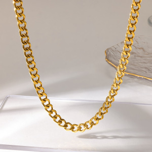 Collier Unisexe Simple Series Daily Chain En Acier Inoxydable Étanche Couleur Or h5 Image3