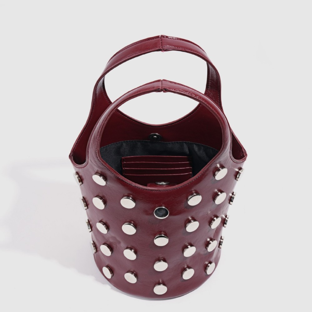 Sac Seau Femme En Pu À Rivets Cloutés Style Streetwear h5Image3